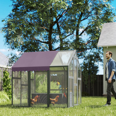 PawHut Large Walk In Chicken Run with Waterproof & Anti-UV Cover, for 6-8 Chickens, for Garden, Farm, 5.5' x 6' x 6' 