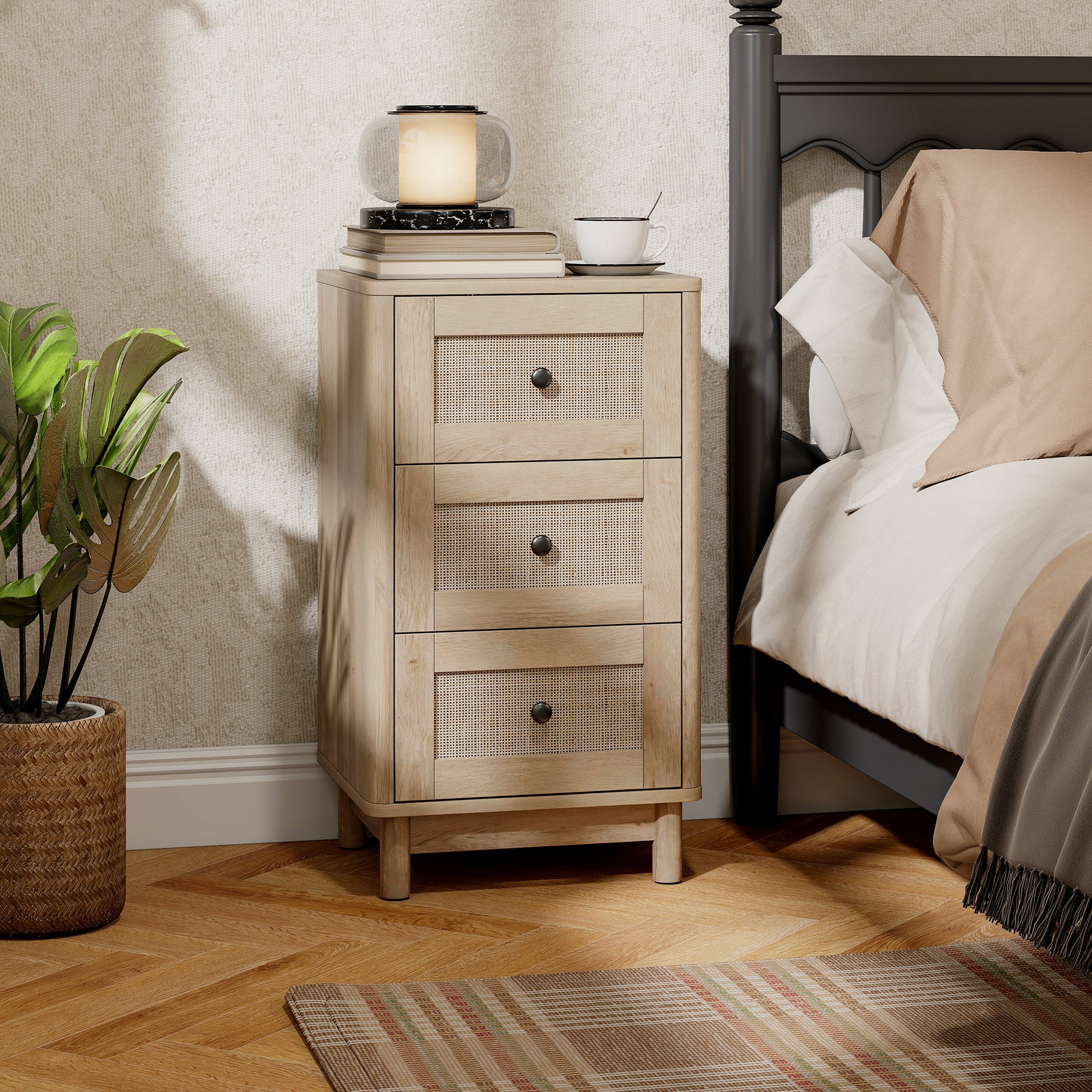 HOMCOM 40 cm Drawer Chest of Drawers with 3 Drawer - Oak 