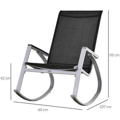 Outsunny Rocking Chair Sun Lounger Garden Seat Patio High Back Texteline Black 