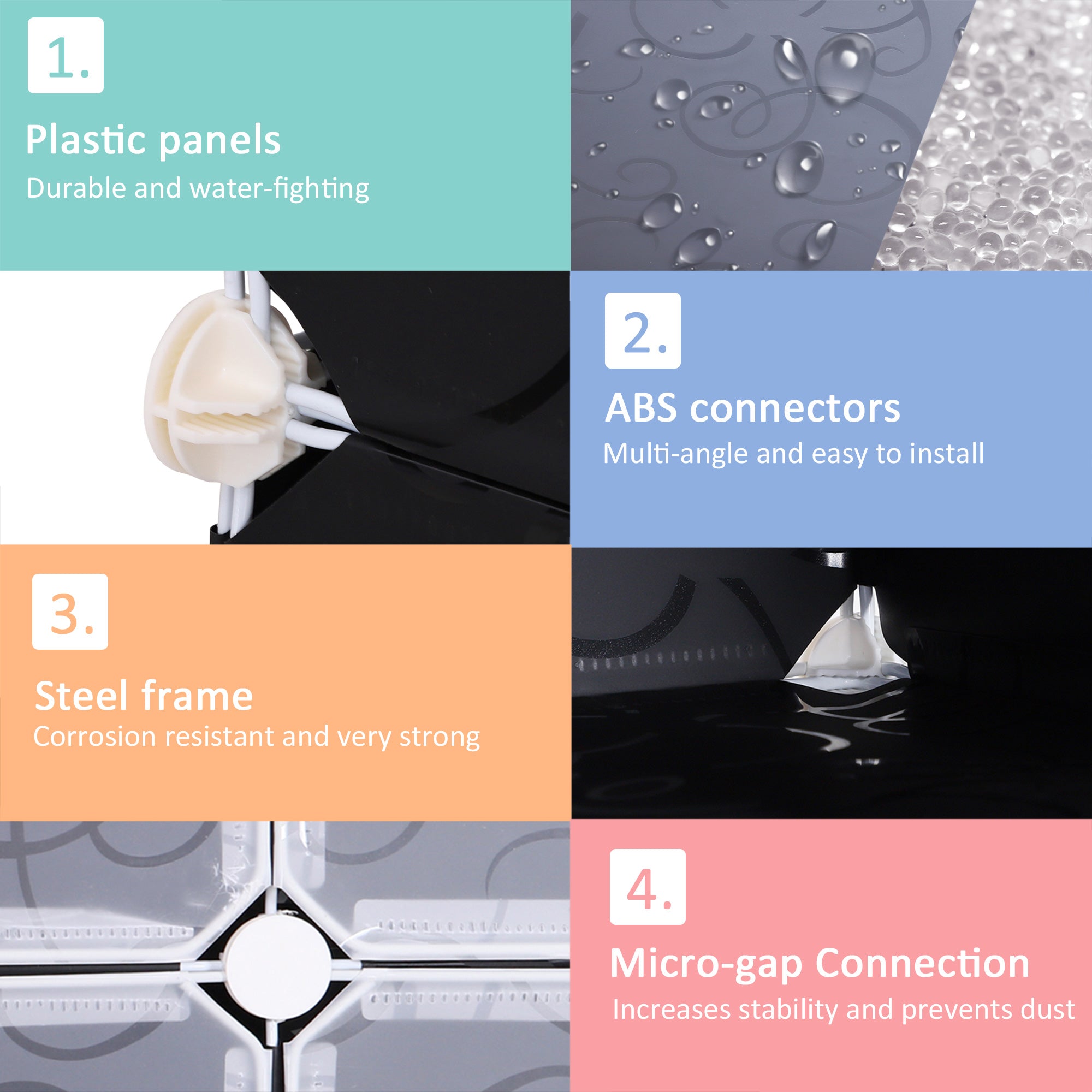 HOMCOM 16 Cube Shoe Rack, 2 x 8 Tier Shoe Storage Cabinet, Modular Plastic Shelves for Bedroom, Living Room and Entryway, Space Saving Footwear Organizer, 32 Pairs, White and Black 