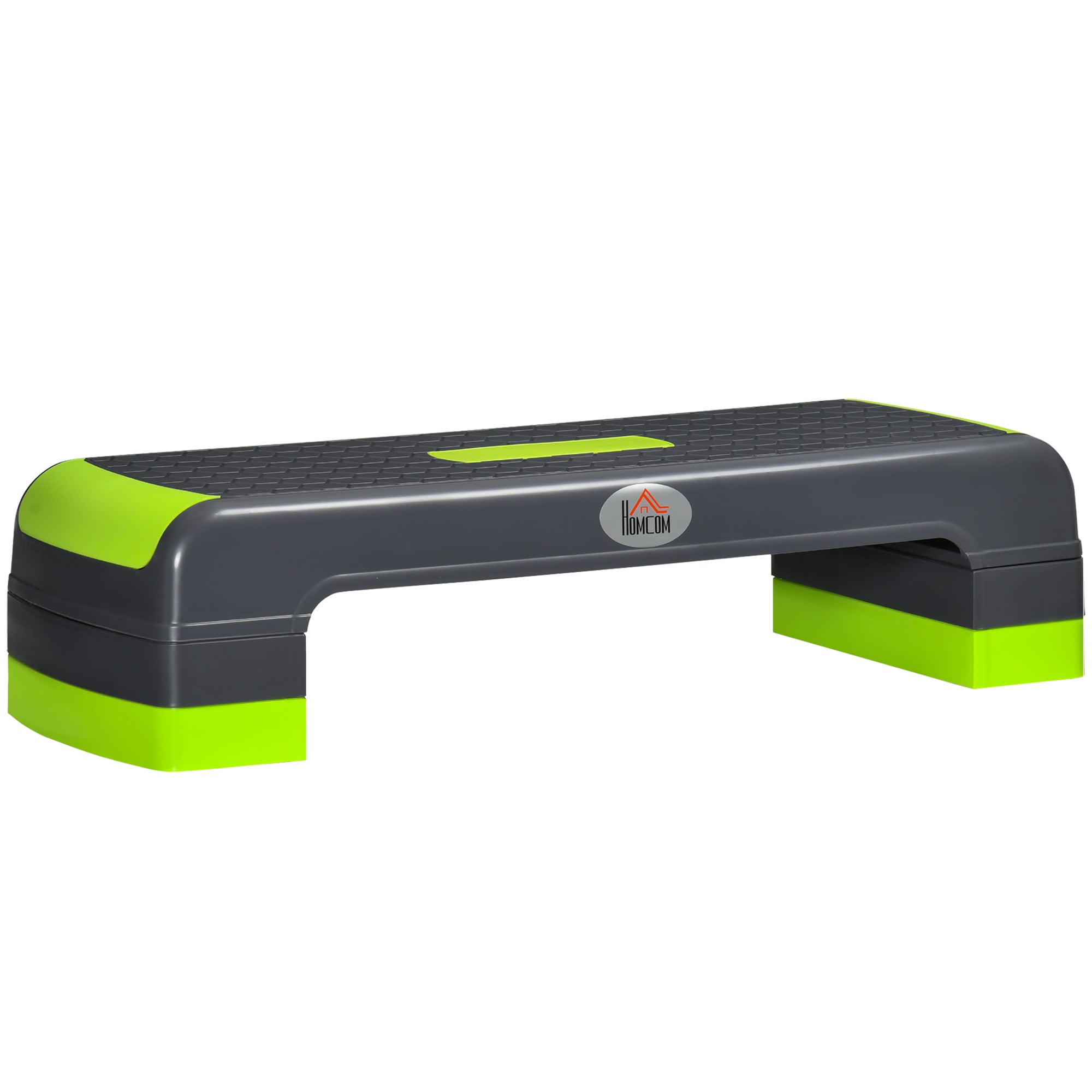 HOMCOM Aerobic Step with 3-Level Adjustable Heights for Home, Office Exercise, Grey and Green 