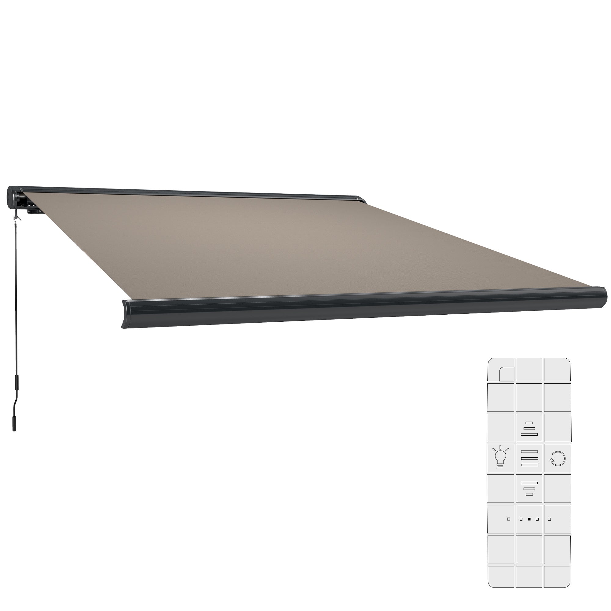 Outsunny 3.5 x 3 m Electric Awning with Remote Controller, Aluminium Frame DIY Retractable Awning, UV50+ Sun Shade Canopy for Garden Patio Deck Door Window, Light Grey 