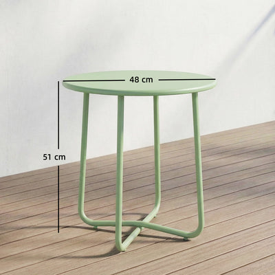 Outsunny 48 cm Round Garden Side Table, Small Metal Outdoor Garden Table with Rolled Edge, Green 