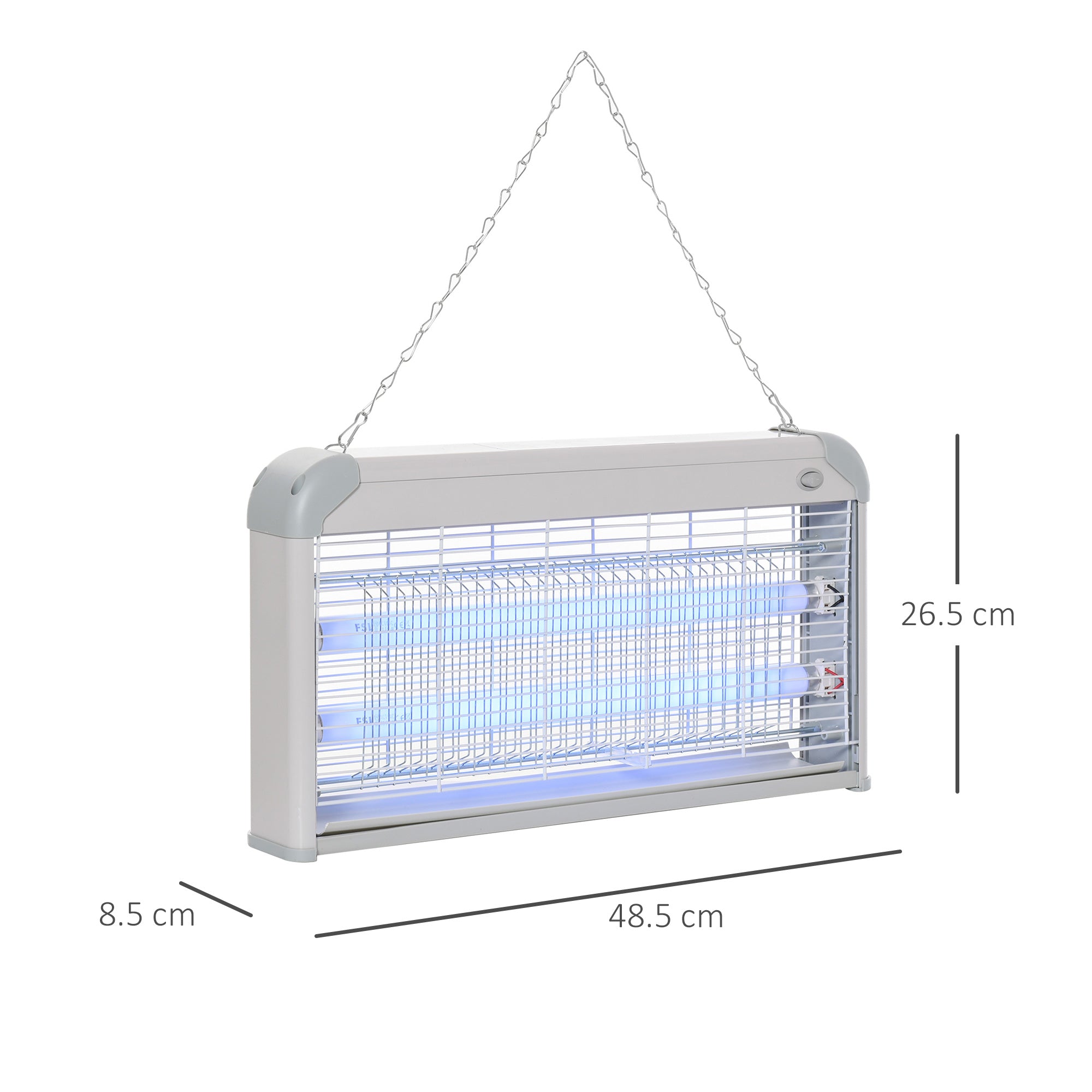 Outsunny Wall Hanging Bug Zapper, 30W Electric Fly Zapper Mosquito Killer, 60㎡ Coverage Insect Killer, Indoor Outdoor Use, Grey 