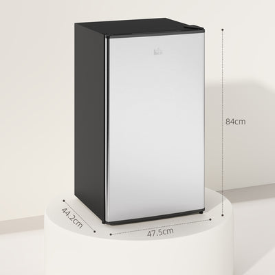 HOMCOM 91 Litre Freestanding Under Counter Fridge Freezer, Small Fridge with Chiller Box, Adjustable Thermostat, 47.5cm Wide, Silver Tone 