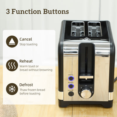HOMCOM Sleek Textured Kettle and Toaster Set - Black 