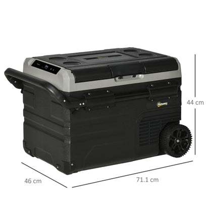 Outsunny 40L Car Refrigerator, Portable Compressor Cooler Box, Fridge Freezer w/ Inner LED Light, Foldable Handles, Cup Holders, 12/24V DC and 110-240V AC for Campervan RV Boat Travel Down to -20\'e2\'84\'83