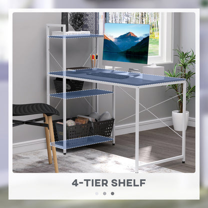HOMCOM Computer Desk with Storage Shelves on Left or Right, Industrial Reversible Writing Desk for Home Office, Study, Easy Assembly, 120 x 64 x 121cm, Black and White 