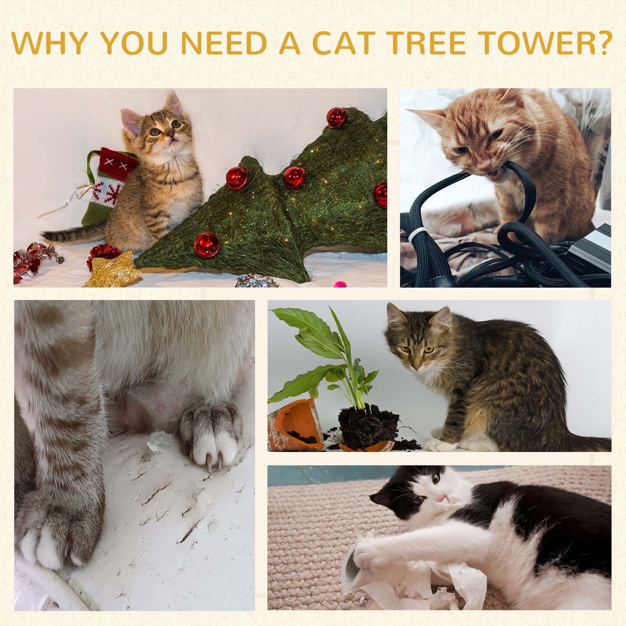PawHut Cat Scratching Barrel Kitten Tree Tower for Indoor Cats Pet Furniture Climbing Frame Covered with Sisal and Seaweed Rope Cozy Platform Soft Plush 