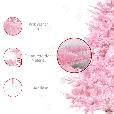 HOMCOM 4FT Artificial Christmas Tree Holiday Xmas Holiday Tree Decoration with Automatic Open for Home Party, Pink 