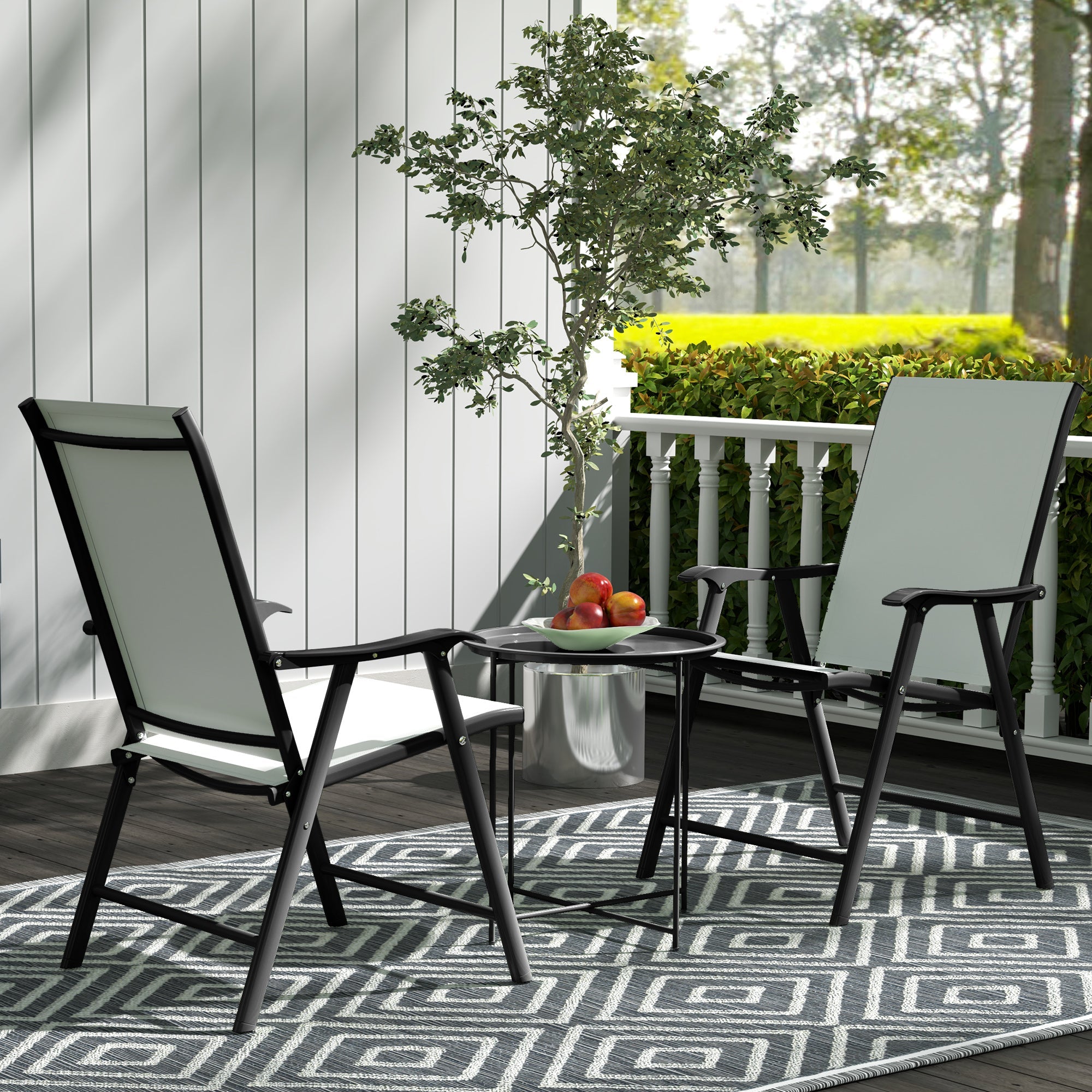 Outsunny Steel Removable Tray Top Garden Table - Black 