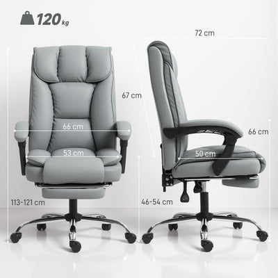 HOMCOM 155° Reclining Faux Leather Swivel Office Chair -Black 