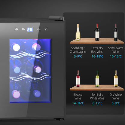 HOMCOM Six Bottle 8-18\'e2\'84\'83 Countertop Wine Fridge - Black