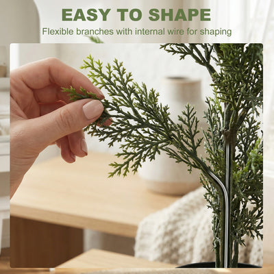 HOMCOM Set of 2 Decorative Artificial Plants Cypress in Weighted Pot, Fake Plant with 1092 Leaves, 120 cm