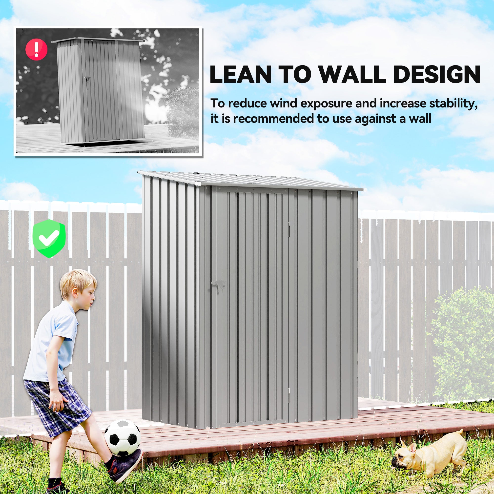 Outsunny 5ft x 3ft Garden Storage Shed, Outdoor Metal Shed with Sloped Roof, Aluminium Grey 
