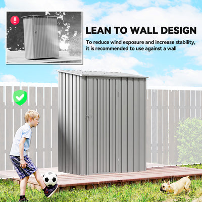 Outsunny 5ft x 3ft Garden Storage Shed, Outdoor Metal Shed with Sloped Roof, Aluminium Grey 