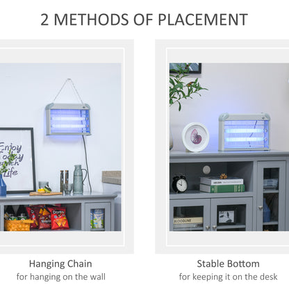 Outsunny Free Standing Wall Hanging 20W Electric Fly Mosquito Killer Electric Fly Zapper, Bug Zapper, Insect Killer, Grey 