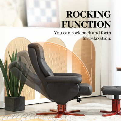HOMCOM Faux Microfibre Leather Manual Recliner and Footstool Set - Black 