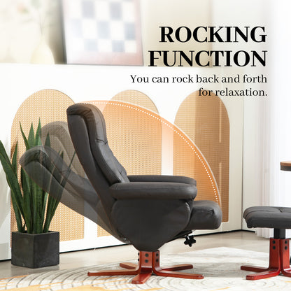 HOMCOM Faux Microfibre Leather Manual Recliner and Footstool Set - Black 