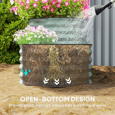 Outsunny Two-Tier Galvanised Steel Garden Planter - Light Green 