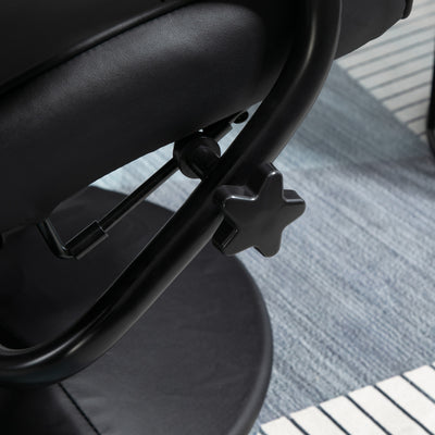 HOMCOM Swivel Recliner Chair and Footstool, Faux Leather Massage Recliner Armchair with Remote Control and Round Wrapped Base, Black 
