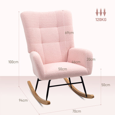 HOMCOM Teddy Fleece Rocking Chair - Pink 