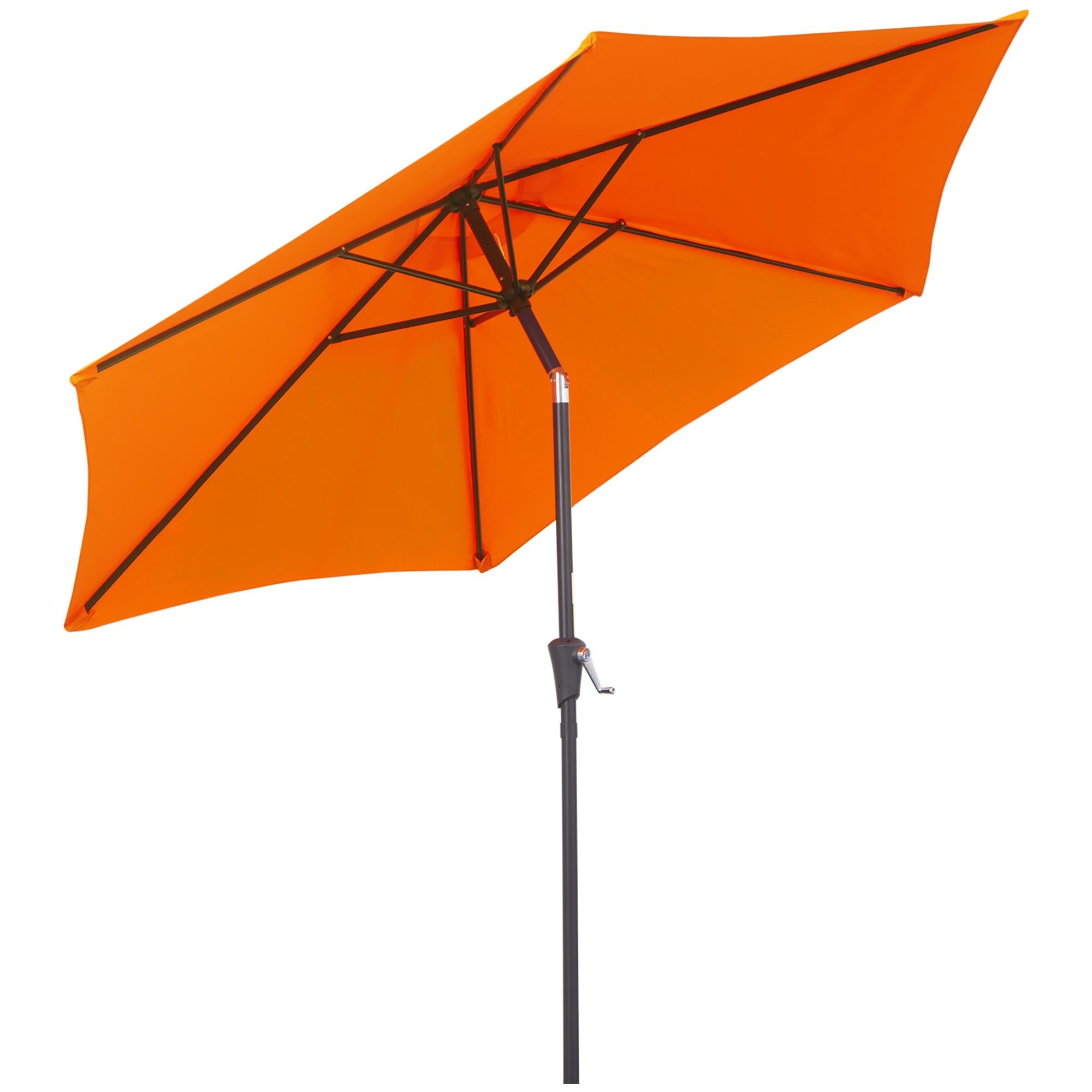 Outsunny 2.7M Garden Parasol Umbrella with Tilt and Crank, Outdoor Sun Parasol Sunshade Shelter with Aluminium Frame, Orange