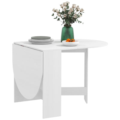 HOMCOM Folding Dining Table, Drop Leaf Table for Small Spaces, Oval Tabletop for Dining Room, Ash Wood-Effect 