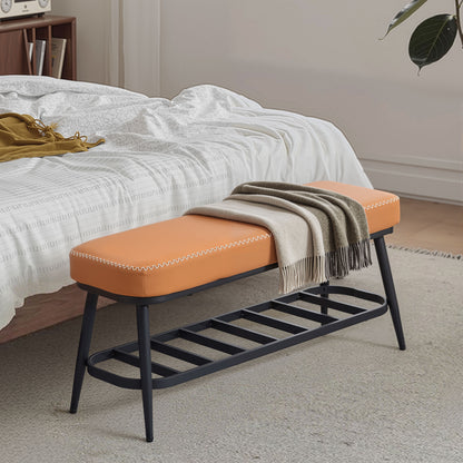 HOMCOM PU Leather Shoe Storage Bench - Brown