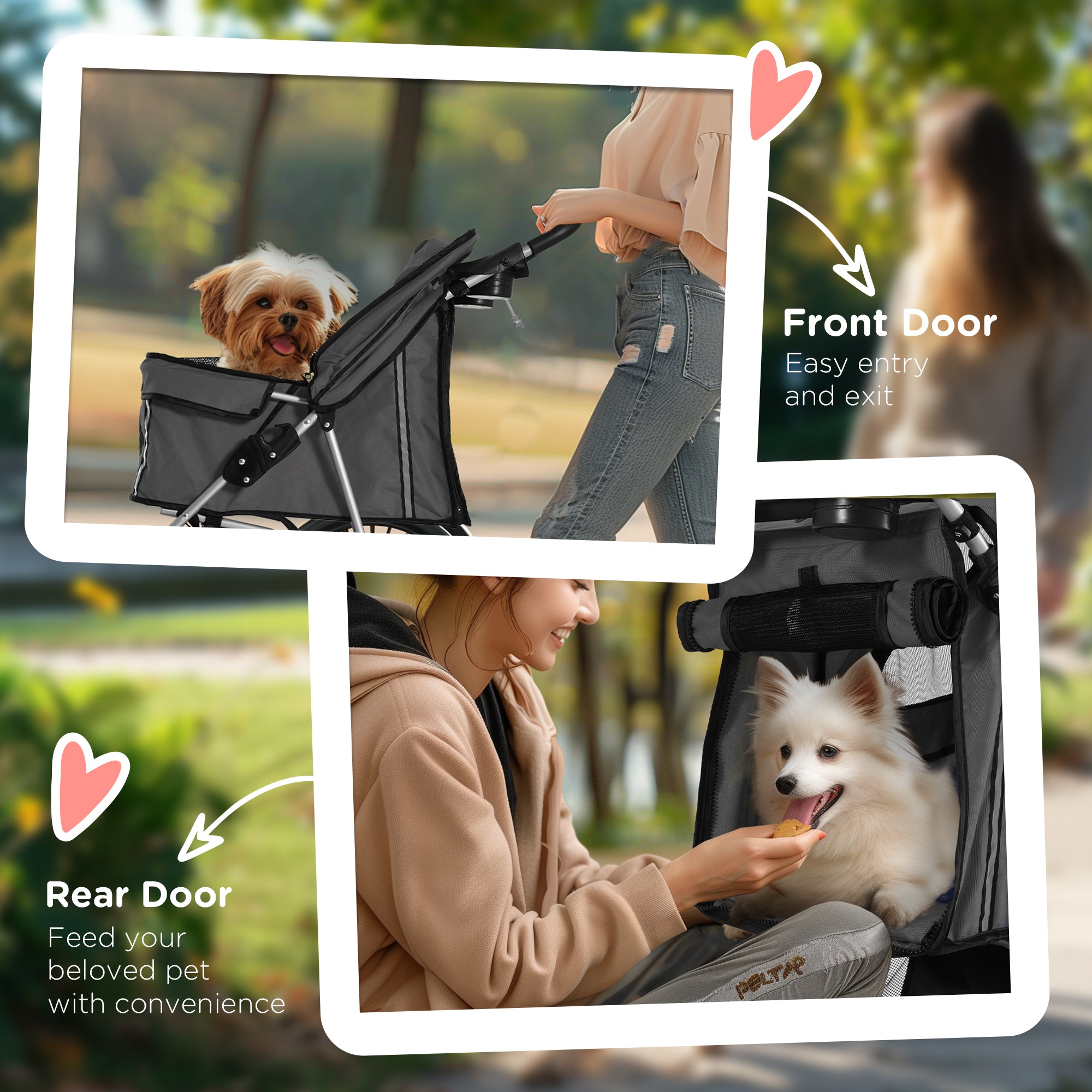 PawHut Foldable Pet Stroller for Small and Miniature Dog, Dark Grey 