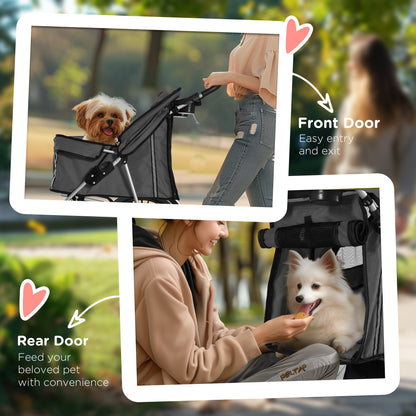 PawHut Foldable Pet Stroller for Small and Miniature Dog, Dark Grey 