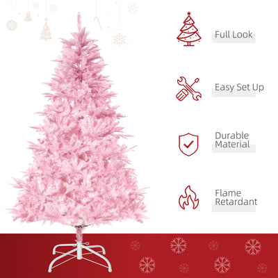 HOMCOM 5FT Artificial Christmas Tree Holiday Xmas Holiday Tree Decoration with Automatic Open for Home Party, Pink 