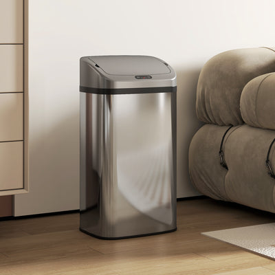 HOMCOM 48L Stainless Steel Sensor Bin - Silver-Tone 