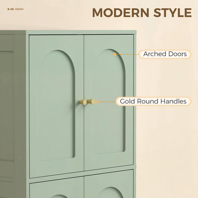 HOMCOM 4-Door Kitchen Storage Cabinet with Adjustable Shelves - Green 