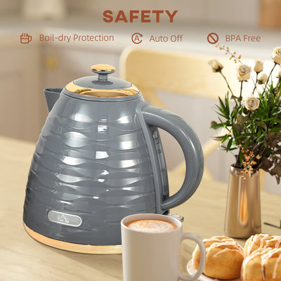 HOMCOM 3kW Rapid Boil Honeycomb Kettle - Grey 