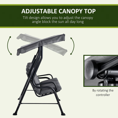 Outsunny Outdoor 3-person Metal Porch Swing Chair Bench, Grey 