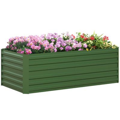 Outsunny Raised Beds for Garden, Galvanised Steel Outdoor Planters with Multi-reinforced Rods, 180 x 90 x 59 cm, Green 