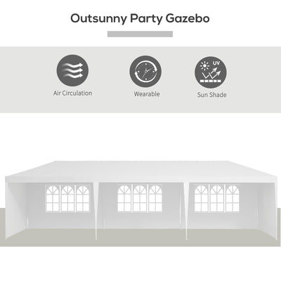 Outsunny Garden Gazebo Marquee Party Wedding Tent Canopy (9m x 3m) - White 