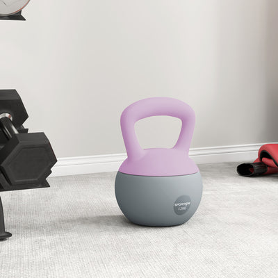 SPORTNOW 12KG Soft Kettlebell, Kettlebell with Non-Slip Handle for Home Gym, Weight Lifting, Strength Training, Purple/Grey 