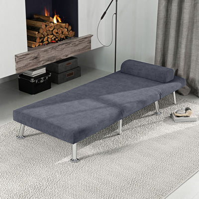 HOMCOM Single Velvet-Feel Sleeper Chair - Charcoal Grey 