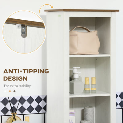 kleankin Bathroom Cabinet, Tall Storage Cabinet with Door and Adjustable Shelves, 39.5 x 30 x 160 cm, White 