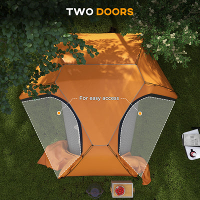 Outsunny Aluminium Frame Camping Tent Dome Tent with Removable Rainfly, 2000mm Waterproof, for 1-2 Man, Orange 