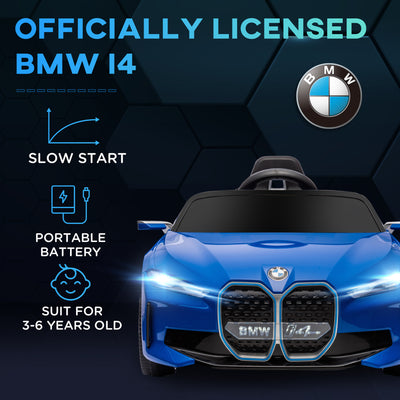 HOMCOM BMW i4 Licensed 12V Kids Electric Ride-On Car, Blue 