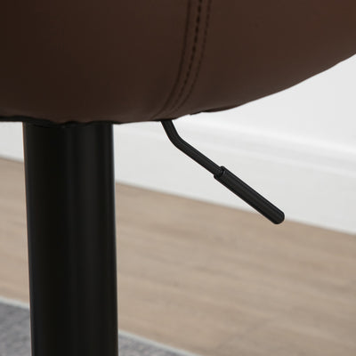 HOMCOM Adjustable Bar Stools Set of 2, Swivel PU Leather Upholstered Barstools with Tufted Seat and Back, Breakfast Bar Chairs for Kitchen Counter, Brown 