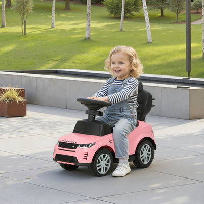 AIYAPLAY Land Rover Discovery Licensed Baby Push Car, 2-in-1 Ride on Car with Push Handle and Safety Guardrail, Pink 