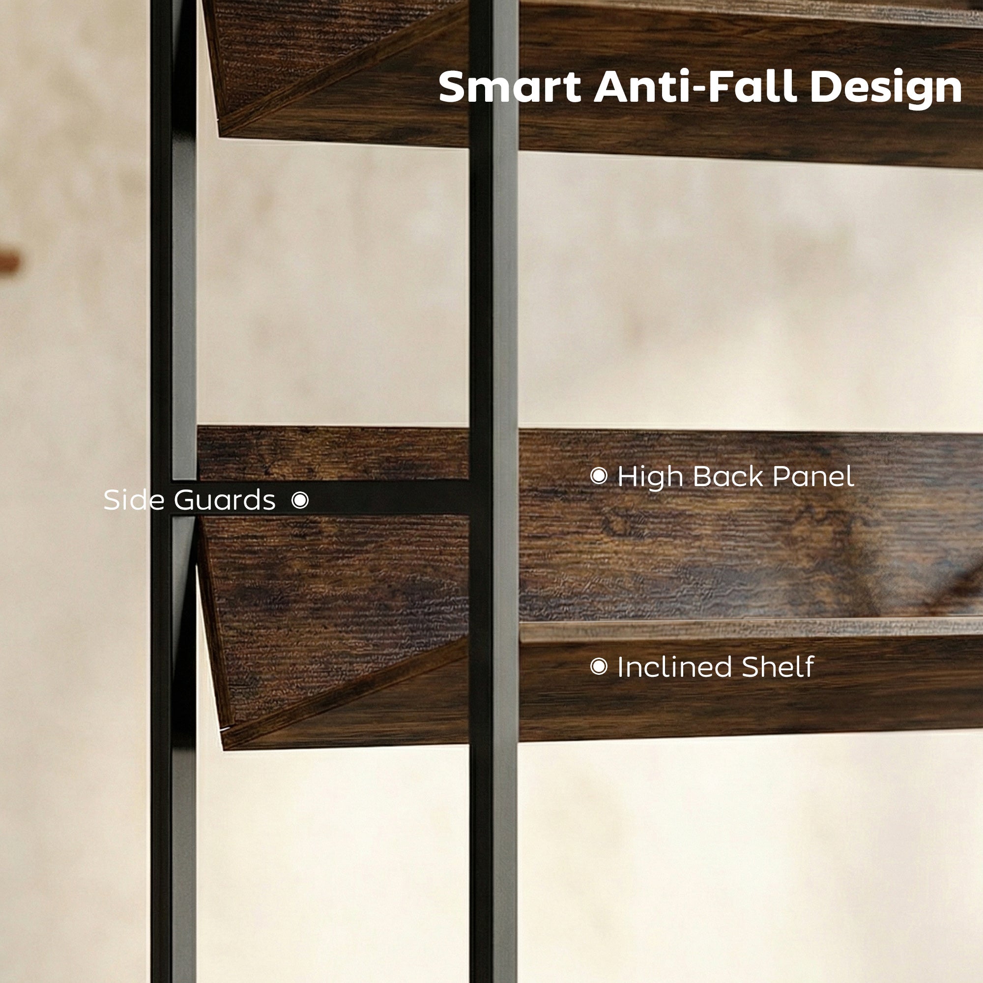 HOMCOM Bookshelf 5-Tier Metal Frame Room Divider Bookcase Storage Shelves for Living Room Rustic Brown 