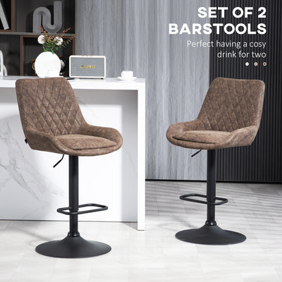 HOMCOM Set of Two Faux Leather Retro Bar Stools - Brown 