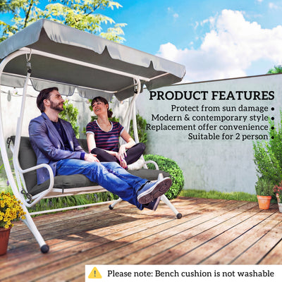 Outsunny Garden Bench Cushion, 2 Seater Swing Chair Cushion, Seat Pad with Ties for Indoor and Outdoor Use, 110 x 120 cm, Black 