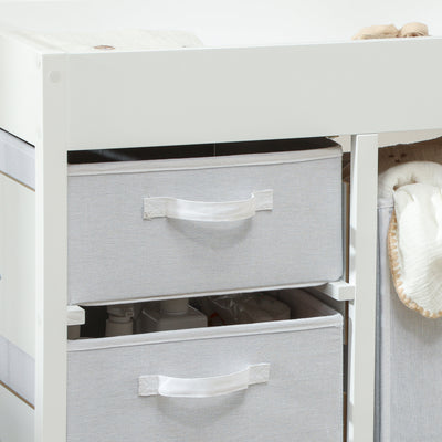 AIYAPLAY Baby Changing Unit with 4 Storage Drawers, Mat for Bedroom Nursery, 84 x 84.5 cm, White 