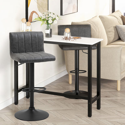 HOMCOM Adjustable Barstools Set of 2, Swivel Counter Bar Chairs, Bar Stools with Footrest, PU Leather, Gas Lift, Grey 